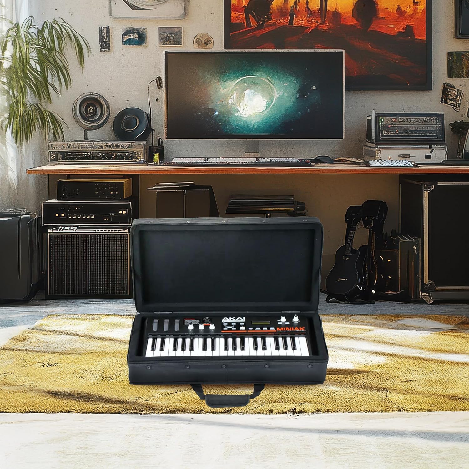 SKB 23”x11” Controller Soft Case - Padded Bag w/ Rigid Foam Frame, Shoulder Strap and Double Zippers for DJ Controllers & Small MIDI Keyboards, Black