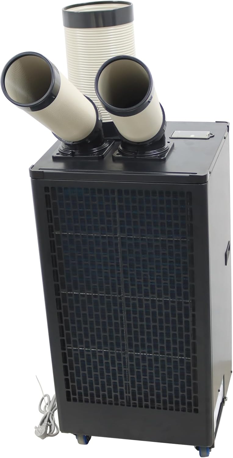 INTSUPERMAI Industrial Air Conditioner Mobile Spot Cooler Air Conditioner Workshop Post Cooling Air Conditioners Two Outlets Mobile Outdoor Cooling Aircon Black Color 220V 550m³/h