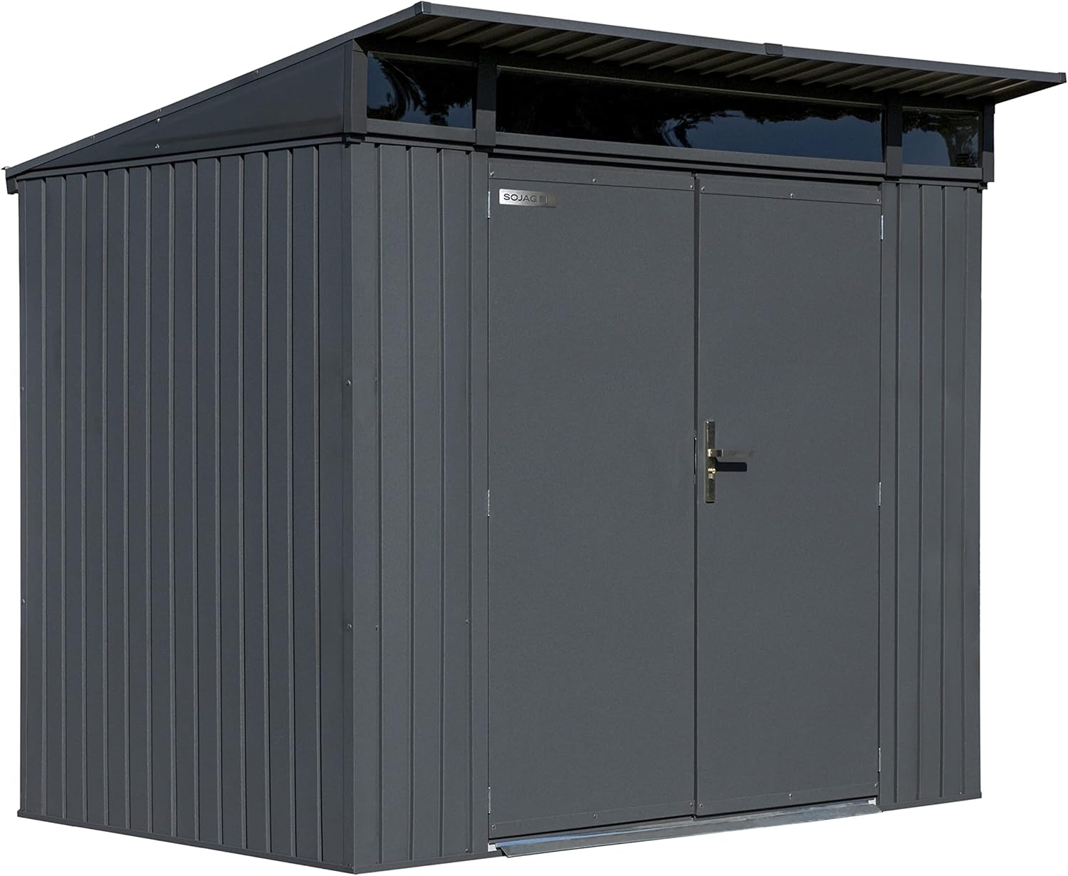 Sojag 8' x 5' Denali Outdoor Lockable Steel Storage Building with Windows, Anthracite