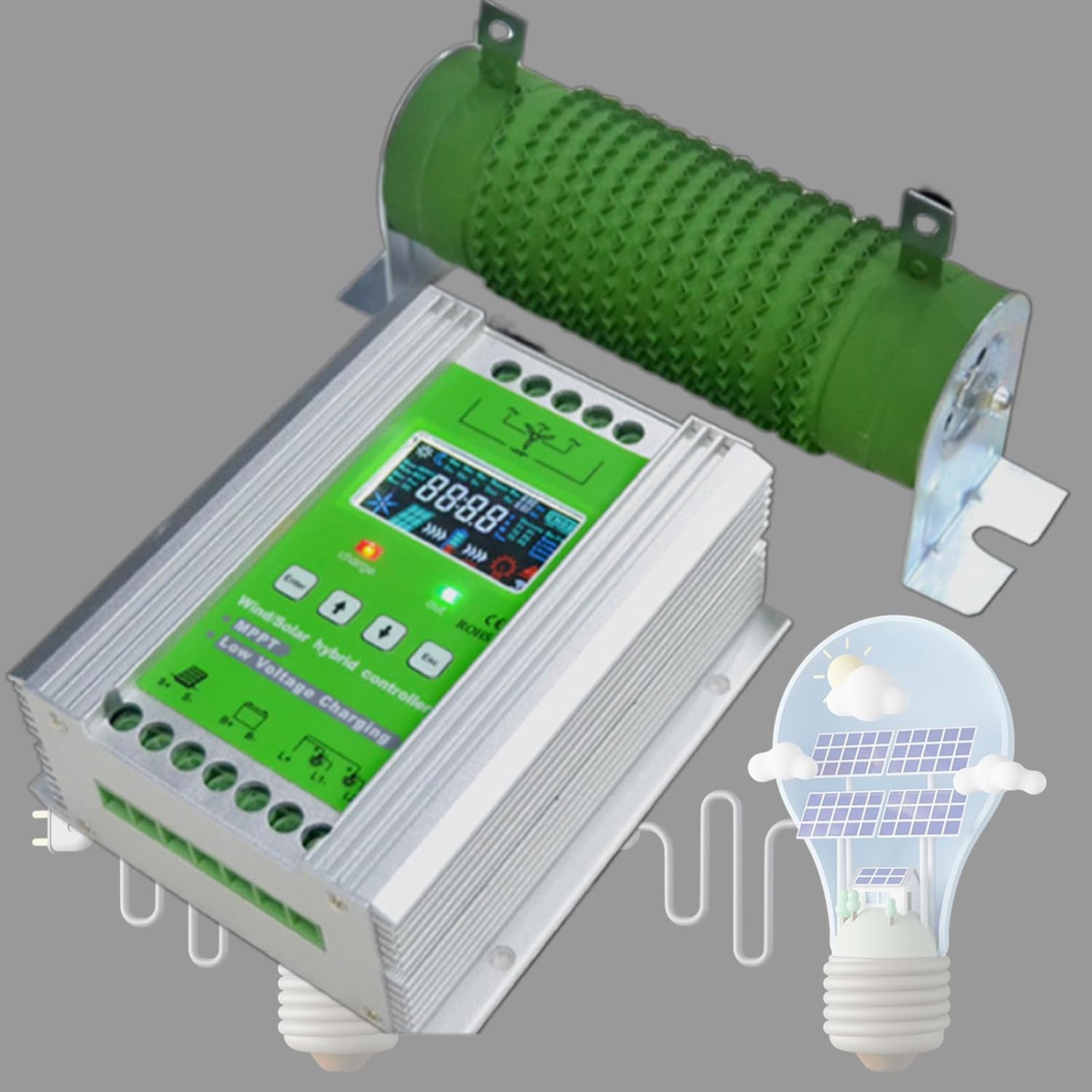 Wind Solar Hybrid Charge Controller - MPPT 12V/24V/48V for Wind Turbine & Solar Power Systems, Supports Dump Load, Max 800W Wind & 600W Solar Output