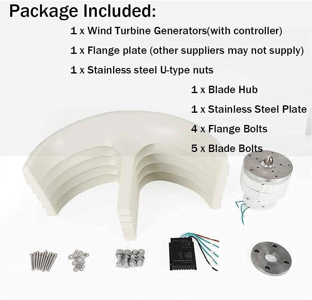 1200W Wind Turbine Generator - Low Noise, Low Wind Speed Start, 12V/24V Windmill with Controller for Home Use - Efficient Renewable Energy Solution