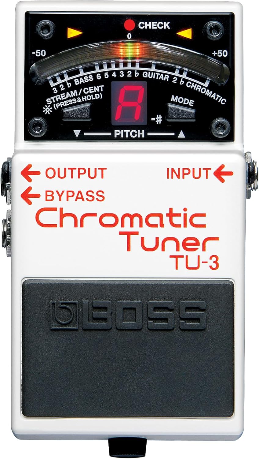 BOSS TU-3 Chromatic Floor Tuner for Guitar and Bass | Industry-Standard Performance | Tank-Tough BOSS Stompbox Body | 21-Segment LED Meter | Accurate to +/- One Cent | Accu-Pitch Sign Function