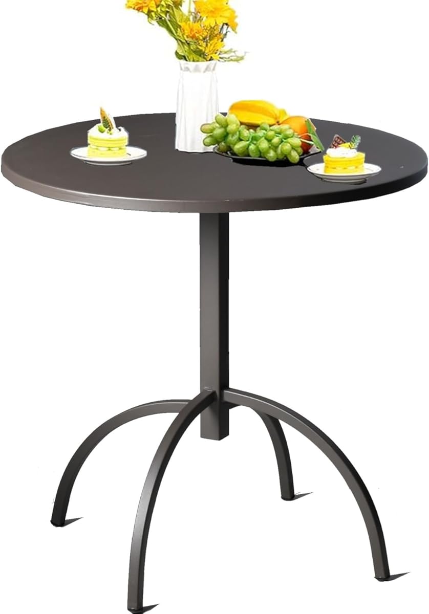 Patio Bistro Metal Dining Table, Outdoor Steel Slat Round Table for 2 Person,Diameter 27.5