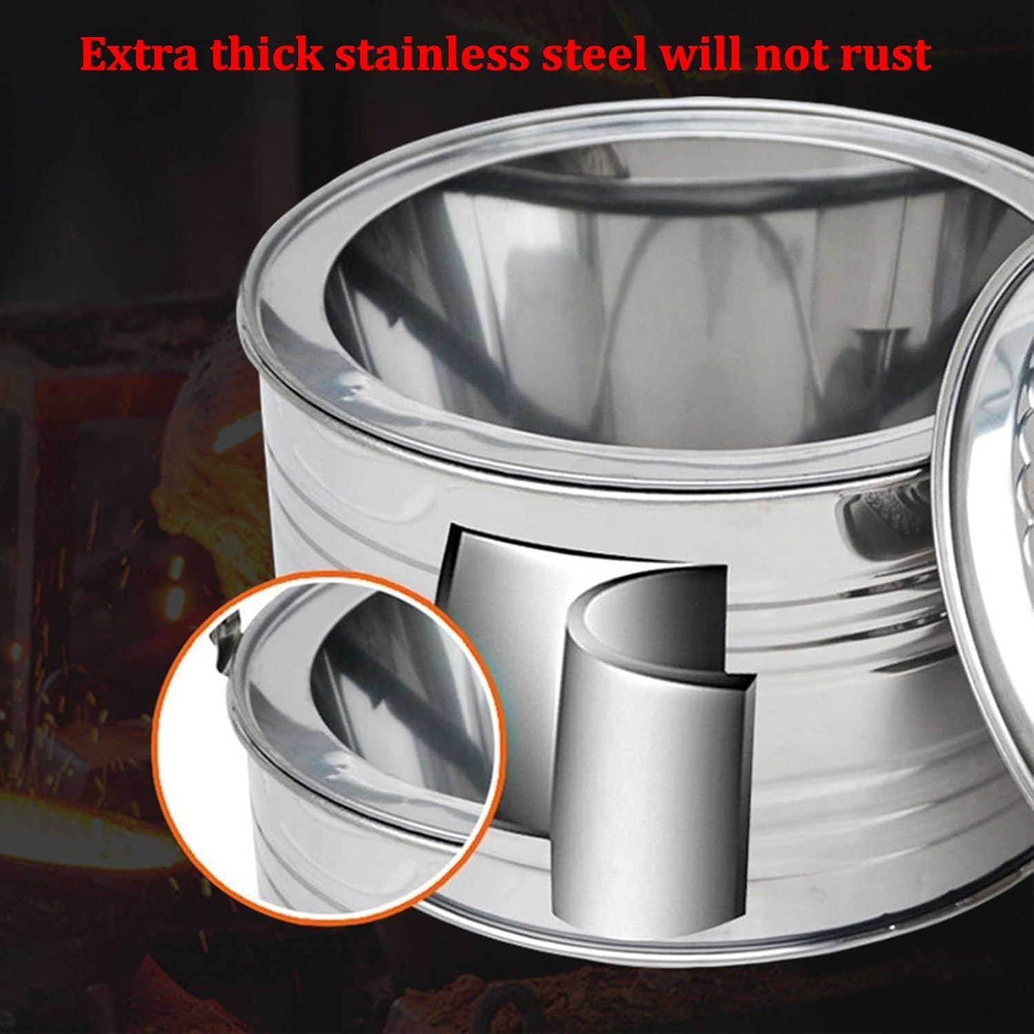 Incinerator Burn Barrel Stainless Steel Incinerator Garden Fire Pit Charcoal Burning Stove with Handle ＆ Fire Hook Barbecue Stove Burn Barrels for Burning Leaves Paper Trash.(C)