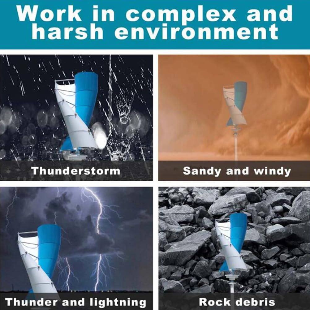 48V,BAOJUHUIKANG 100W-3000W Small Spiral Vertical Axis Wind Turbine No Noise Vertical Wind Turbine Generator for Home, Business, Boats 12V 24V 48V 220V