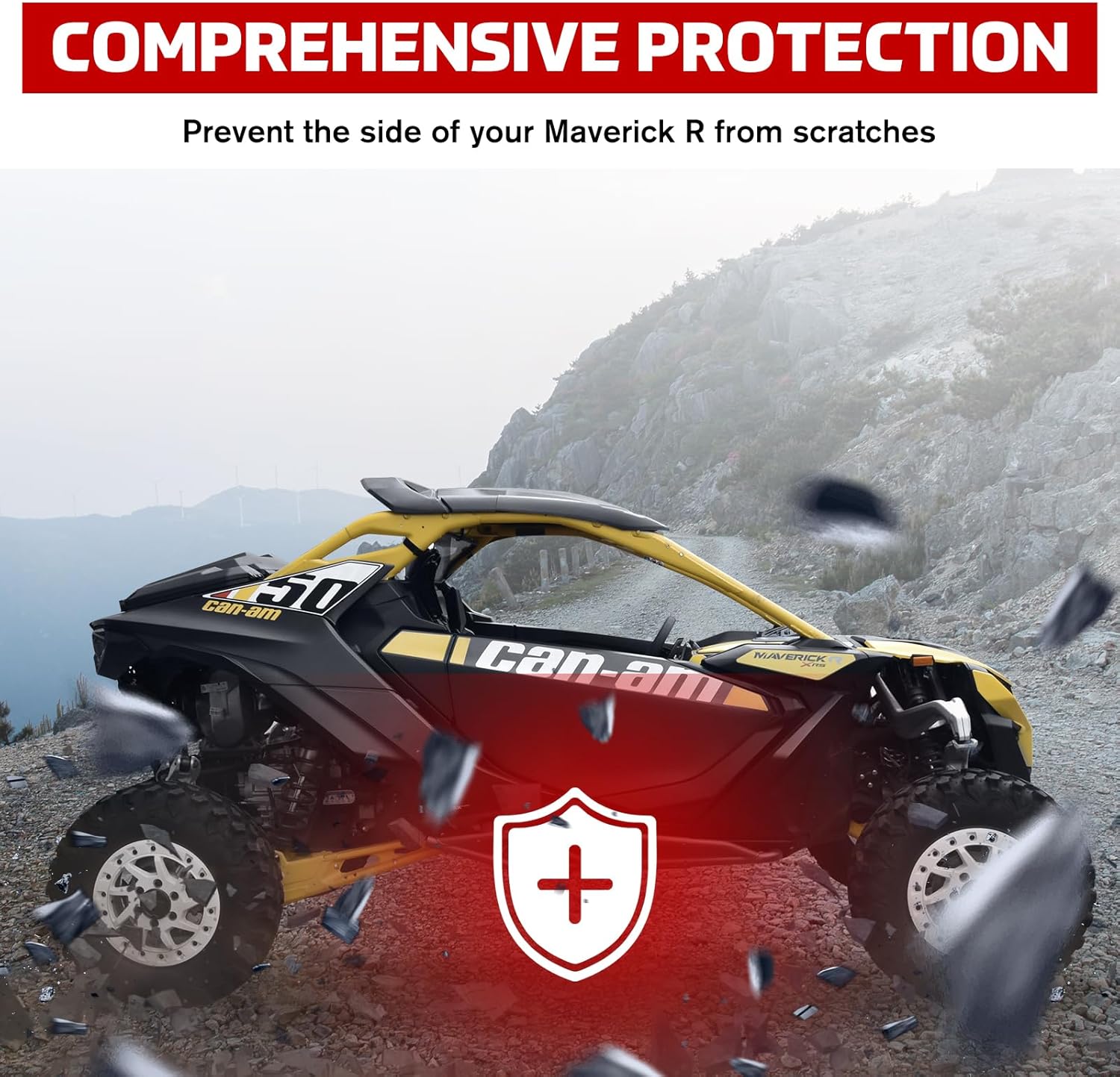 Nerf Bars Rock Sliders for 2024 Can-Am Maverick R, Combined Side Bumper Brush Guard Side Steps Nerf Bars Tree Kickers for Can Am Maverick R X RS 2024 2025 Accessories, Replace #715007170