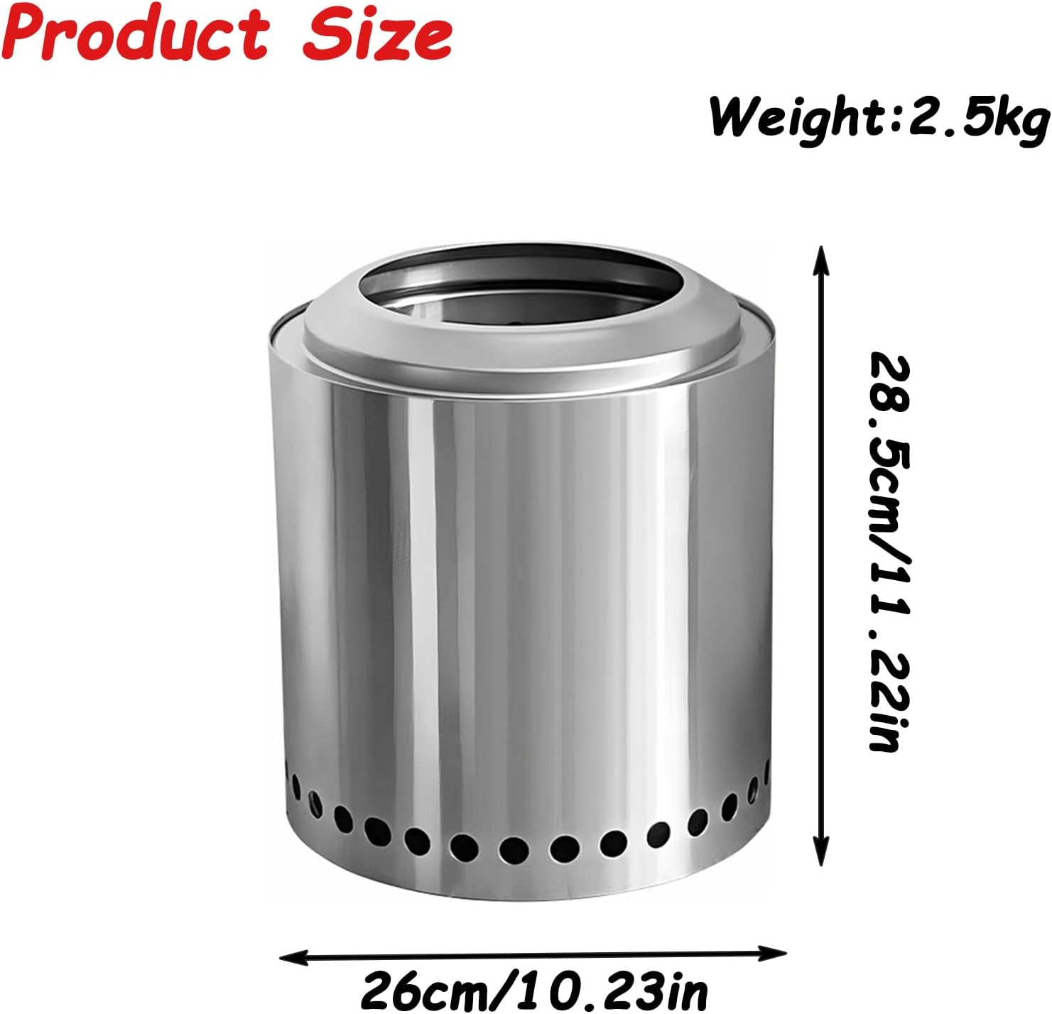 Smokeless Fire Pit with Removable Ash Pan, Portable Outdoor Wood Burning Fireplaces Stainless Steel, for Backyard,Patio, Camping and Beach(Size:14.17 * 13.38in) (19.68 * 15.74in)