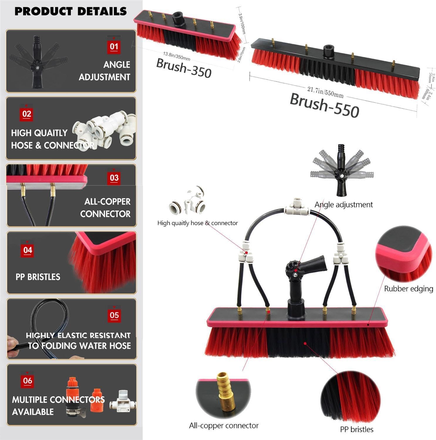 3.6-9m Window Cleaning Pole, Window Cleaner Kit, Water/Hose Fed Pole, Window Cleaning Brush Equipment, Cleaning Photovoltaic and Solar Panels