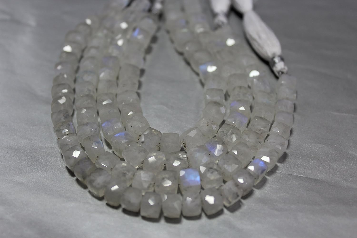 AAA QUALITY RAINBOW MOONSTONE 3D CUBE FACETED LOOSE GEMSTONE BEADS 8