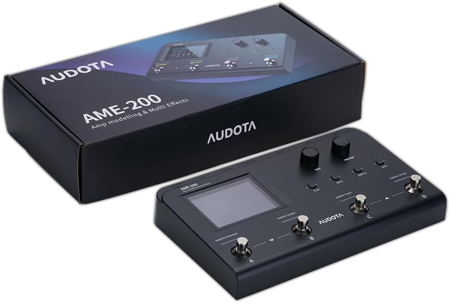 AME-200 Guitar Multi Effects Processor with Amp Modelling, Reverb, Delay, Looper, Drum Machine, 4 Footswitches, Expression Pedal, USB OTG Recording, MNRS GNR & GIR Loader