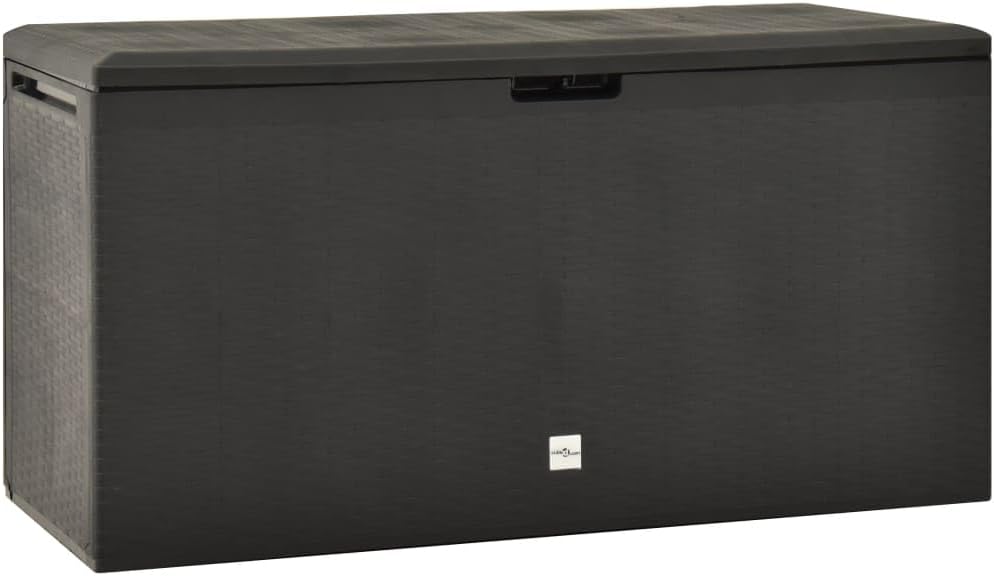 vidaXL Patio Storage Box - 76.6 Gal Capacity - Anthracite Polypropylene Outdoor Storage Chest/Table - Lockable, Easy Assembly, Indoor/Outdoor Use