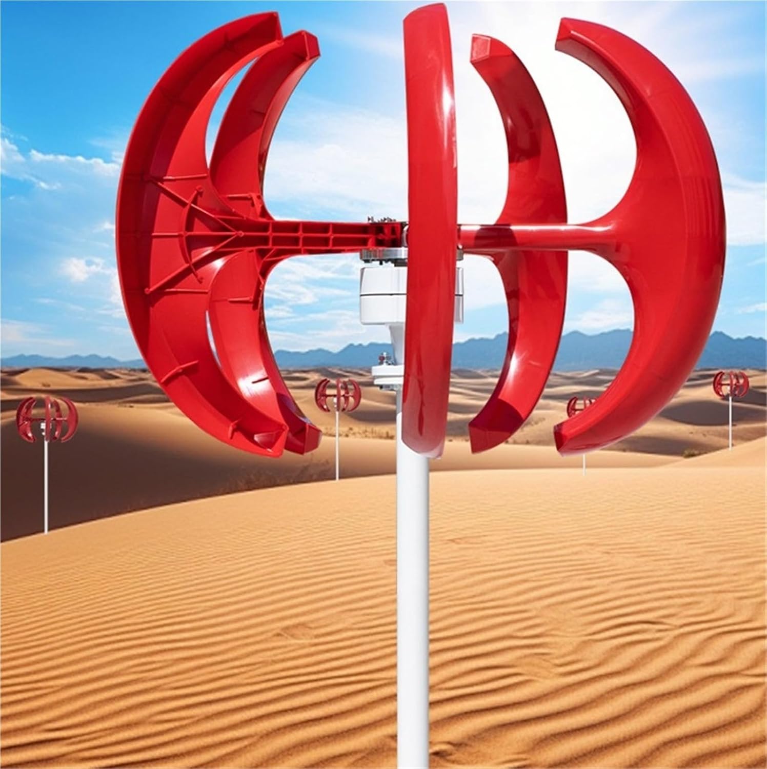 Wind Generator, 400W Red Lantern Wind Vertical Axis Landscape Solar-Wind Hybrid Street Light 12V,for Home, Farm, RVs, Boats