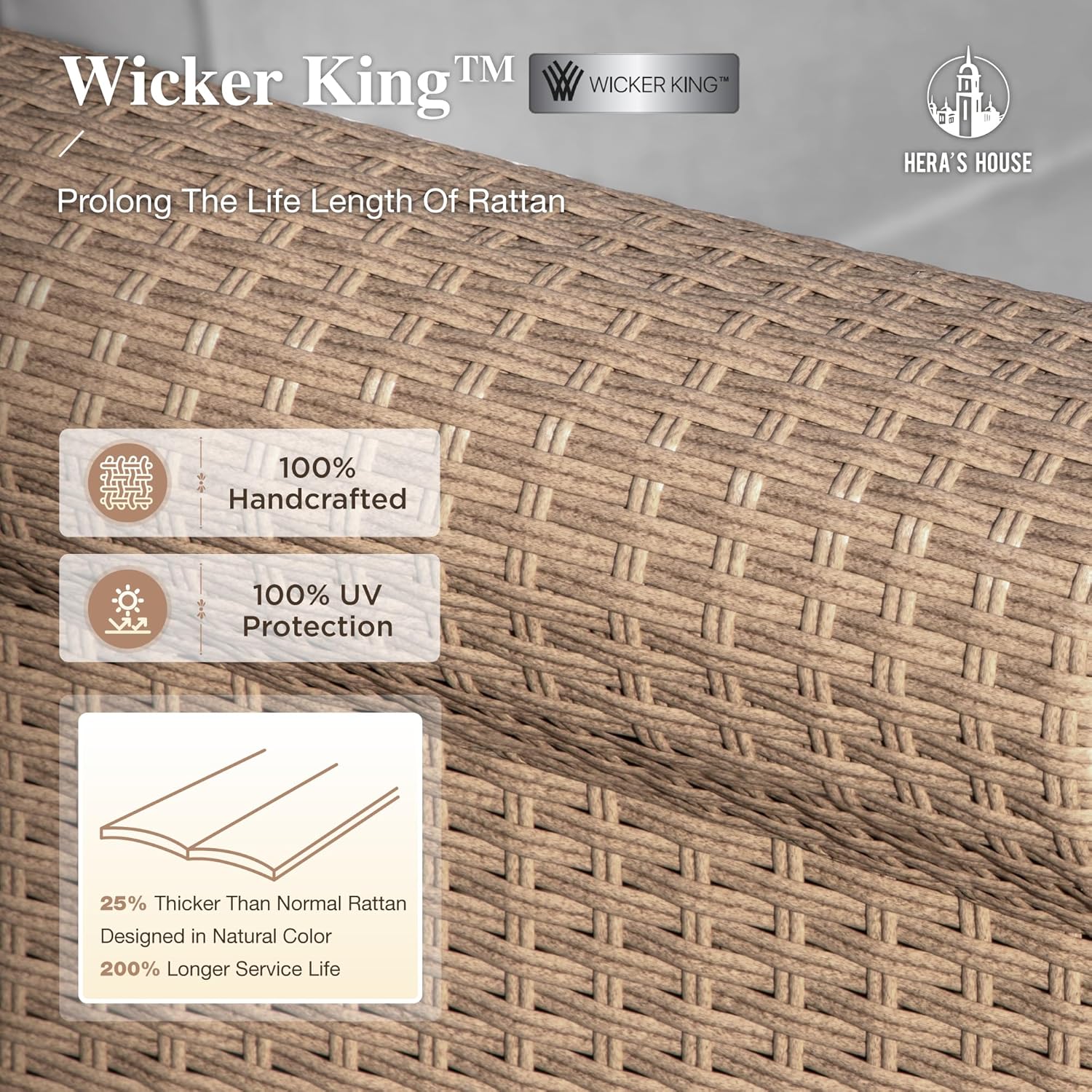 HERA'S HOUSE 8-Piece Patio Furniture Set, All Weather 9 Seats Outdoor Wicker Sofa with Ottomans, Rattan Patio Conversation Set with 5.5