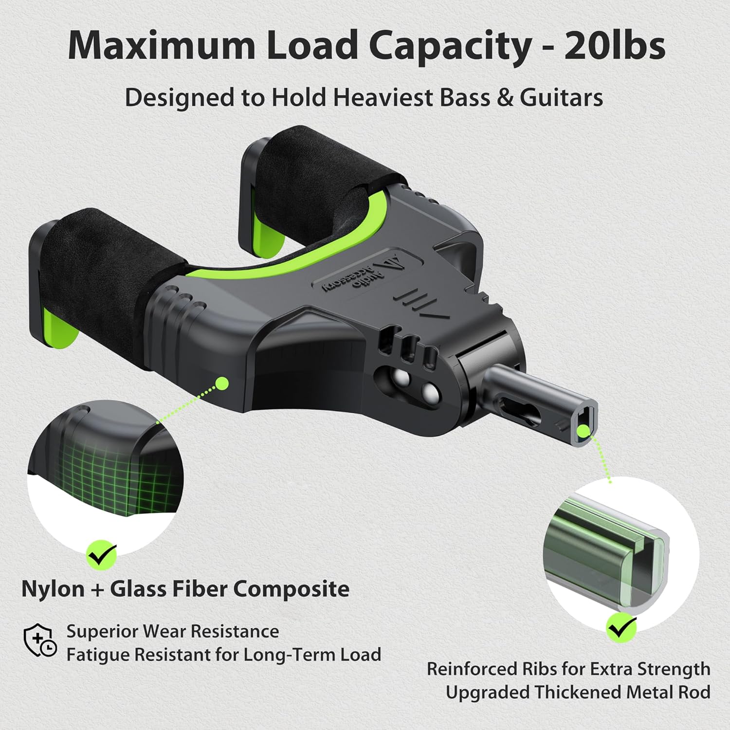 Guitar Wall Mount 1 Pack with Guitar Cable 100 ft 1 Pack