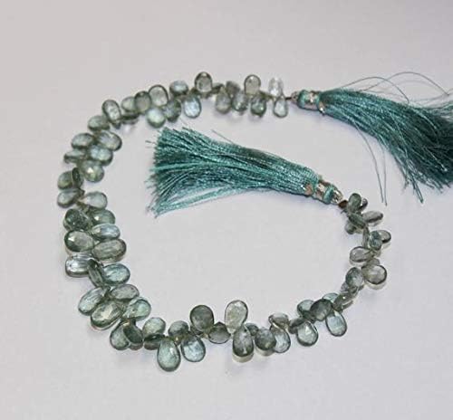 13 inch natural beads strand of 7x4-10x6mm faceted pear moss aquamarine gemstone briolletes beads for DIY jewelry - necklace, bracelet, earring, ring.