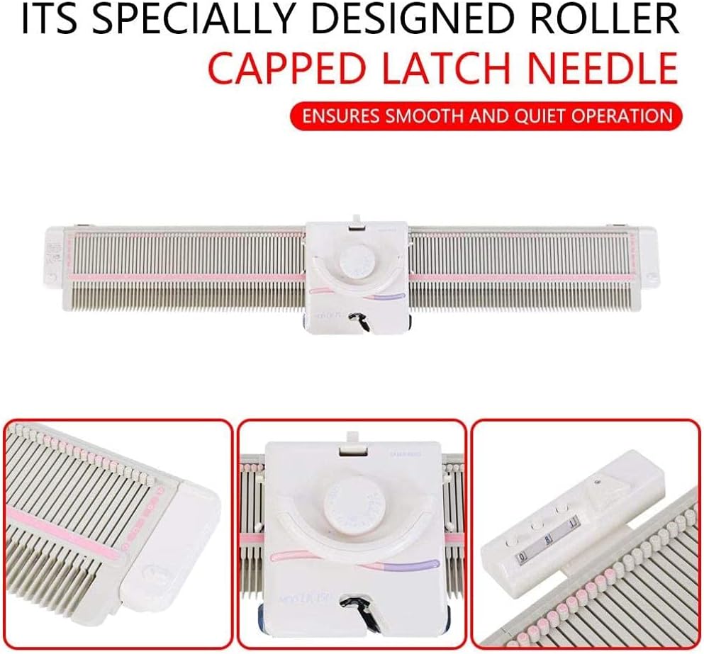 Knitting Machine, 6.5mm Mid Gauge 150 Stitches Plastic Domestic Knitting Machine with Accessories, Weaving Loom for Adults Or Kids, Knitting Loom Kit for Sock, Hat, Pumpkin