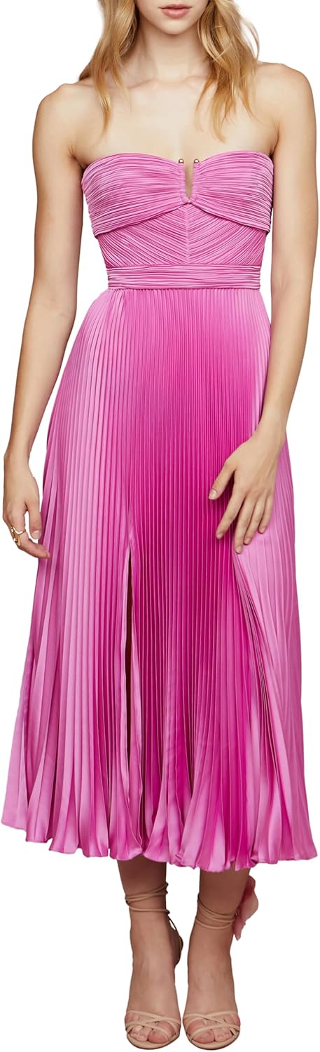 AMUR Women's Harden Pleated Strapless Midi