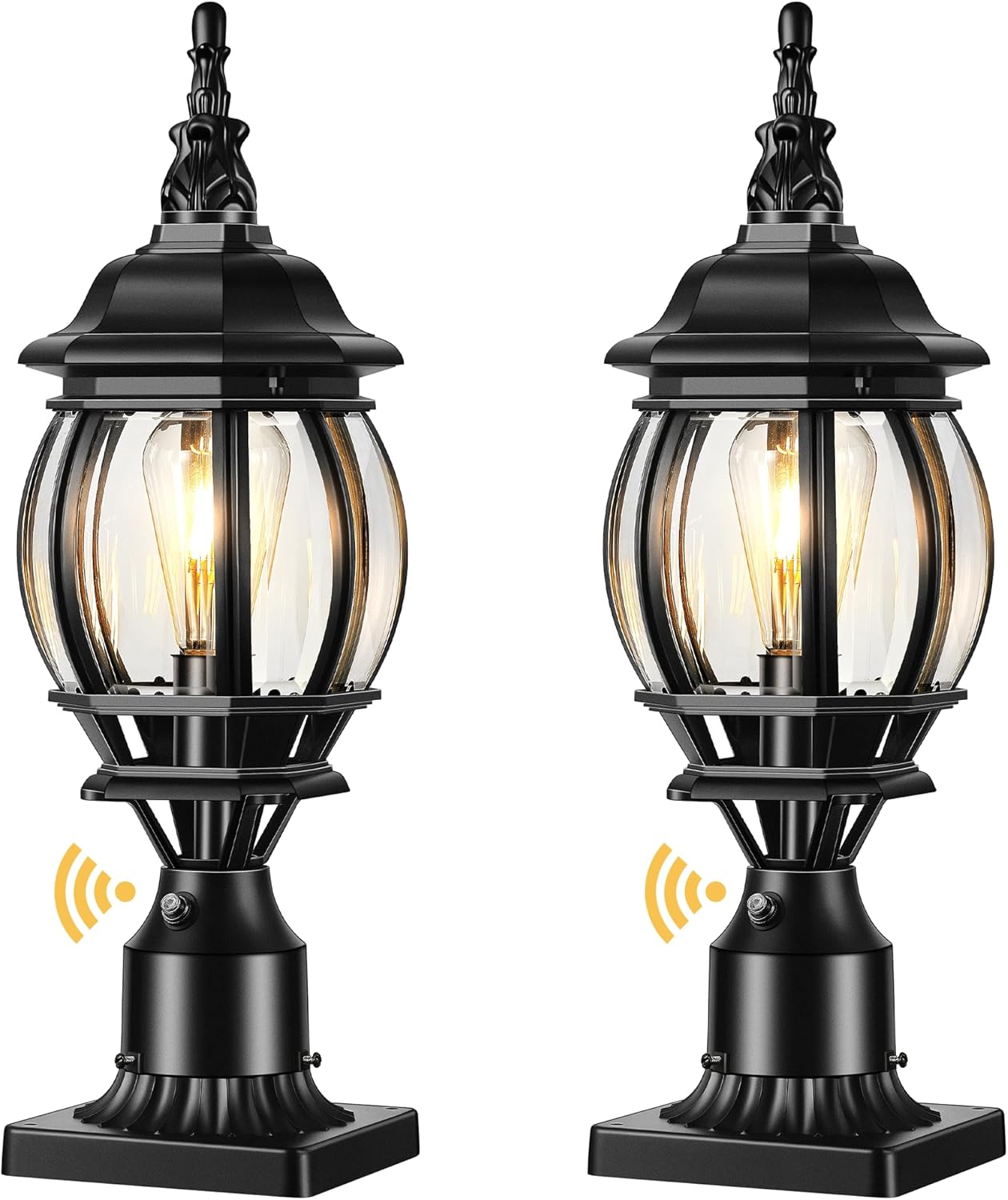 VIANIS Hard Wired Dusk to Dawn Outdoor Post Lights, Modern Exterior Lamp Post Light Fixture with Pier Mount Base, Black Anti-Rust Waterproof Outdoor Pole Lights for Front Porch Patio, Garden, Pathway