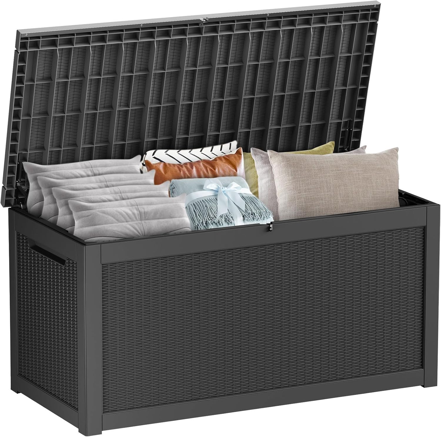 260 Gallon Resin Deck Box Outdoor Storage Box with Lockable Lid, Waterproof for Patio Cushions, Gardening Tools & Exercise Equipment