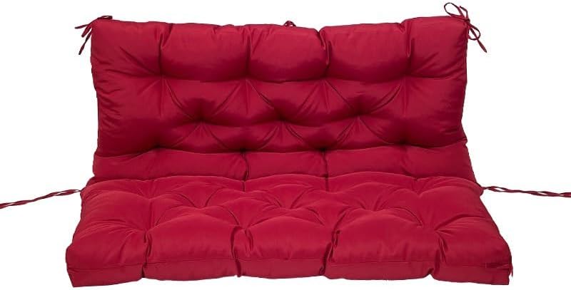Garden Swing Cushions for Outdoor Furniture Waterproof Bench Cushion with Backrest, 2/3 Seater Sofa Replacement Seat Pads for Patio Backyard Porch,DeepRed-60 X40