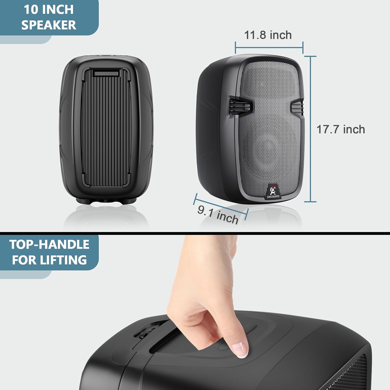 8-Channel Portable PA System with Bluetooth, Microphone, 2 Speaker Stands, USB, Reverb/Delay Effects - Perfect for Outdoor Events, Parties, Weddings, Church Services (2 x 10 Woofers)