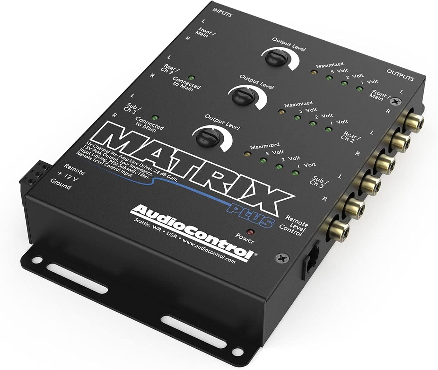 AudioControl Matrix Plus Black Six Channel Line Driver with Remote Level Control Input