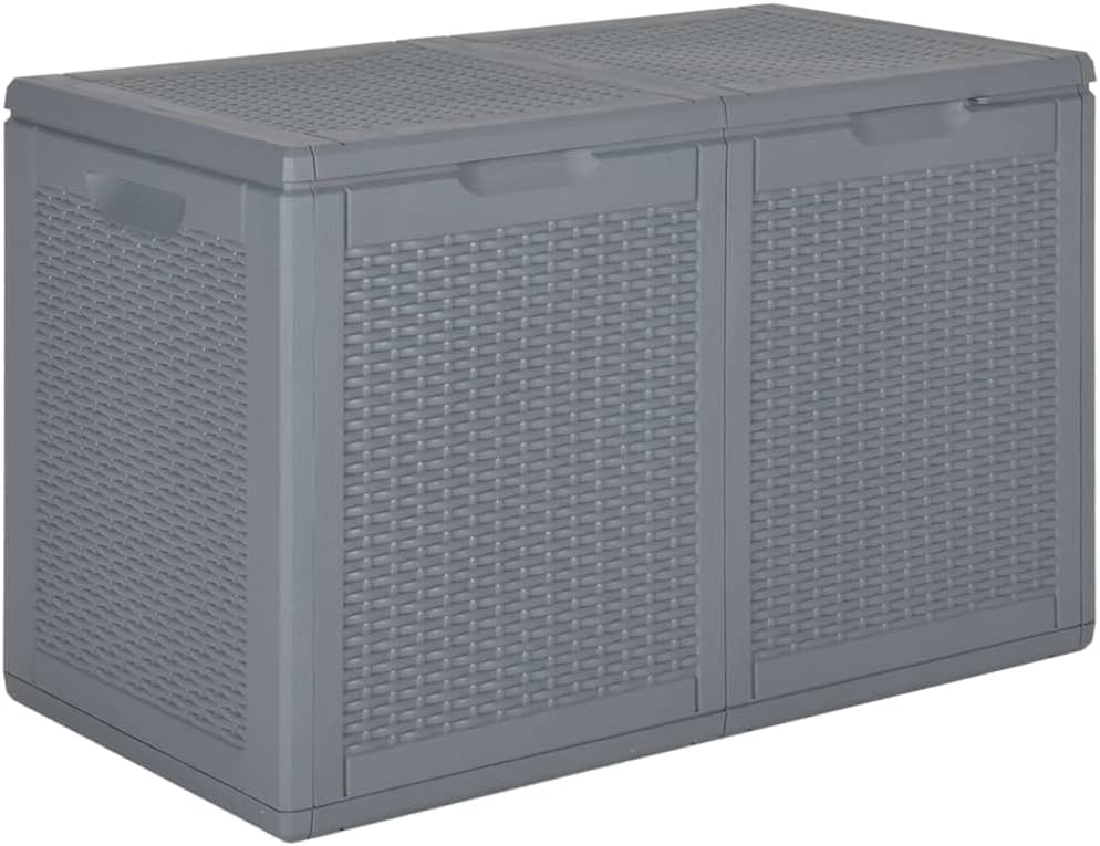 Patio Storage Box Gray PP Rattan 47.6 gal,Outdoor Storage Box: Organize Your Garden, Patio, or Balcony with Ample Storage and Durability Outdoor Storage Boxes