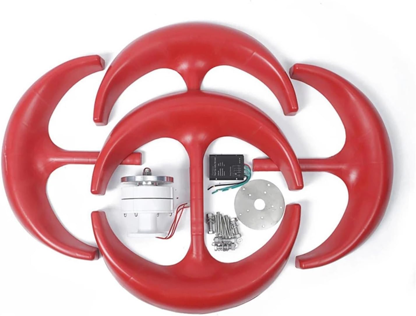 Wind Turbine Generator 5000W Vertical Axis Wind Turbine 48V 24V12V tive Energy Generator AC Output Household Complete Kit Low Starting Speed for Home(Red,Wind Turbine ONLY_24V)