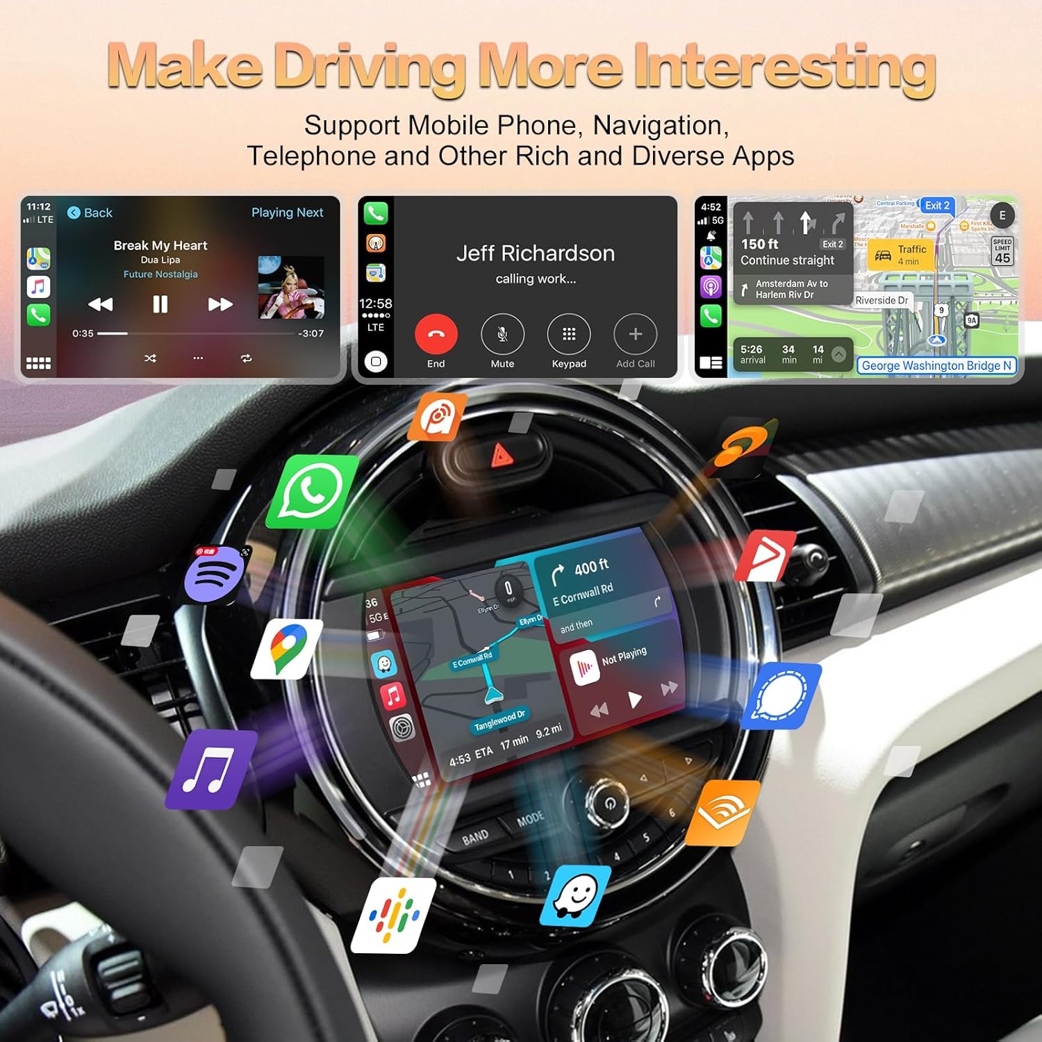 Carplay Wireless Decoder for BMW Mini 2014-2017 Year Car, Android Auto Retrofit Kit for BMW NBT System, Support Wireless Android Auto, YouTube,Mirrorlink, Reverse Camera