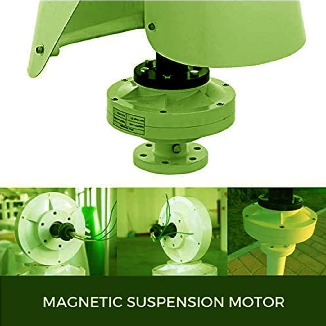 LiuSj JUnSt 12V-220V Vertical Axis Maglev Wind Generator, 12000W 2 Blades Low Speed Spiral Vertical Wind Turbine Power Generator with Controller (Green)