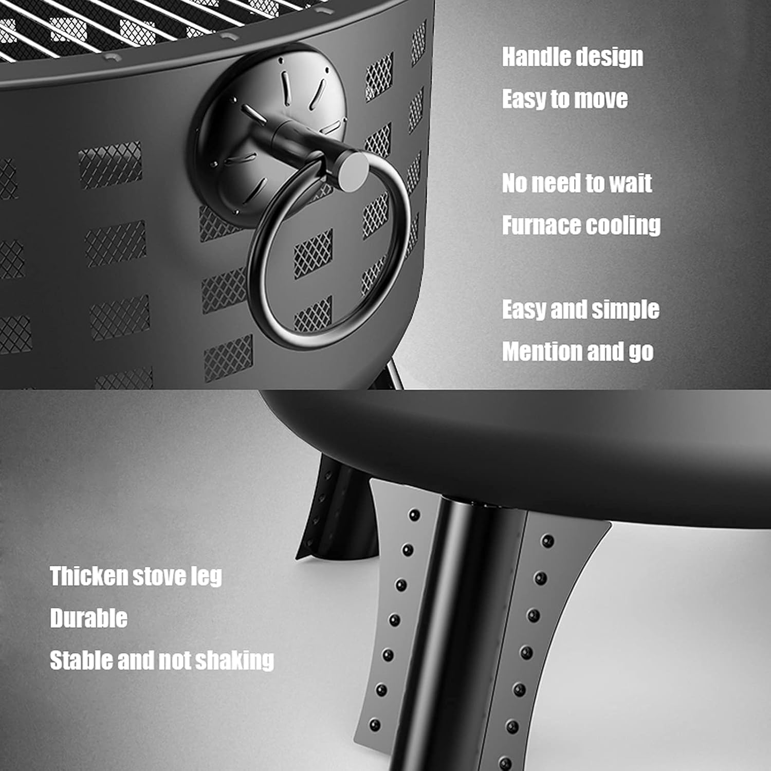 Portable Fire Pit, Round Wood Burning Fire Pit, Fire Pit for Outdoor Garden Patio, for Outdoor Backyard Terrace Patio