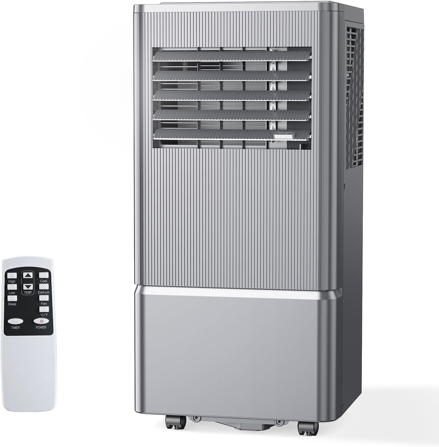 Air Choice Portable Air Conditioners, 8000 BTU Air Conditioner for Room Up to 350 Sq.Ft, 24H Timer, 3-in-1 Quiet AC Unit with Remote Control & Digital Display, Window Kit Included, Metallic Grey