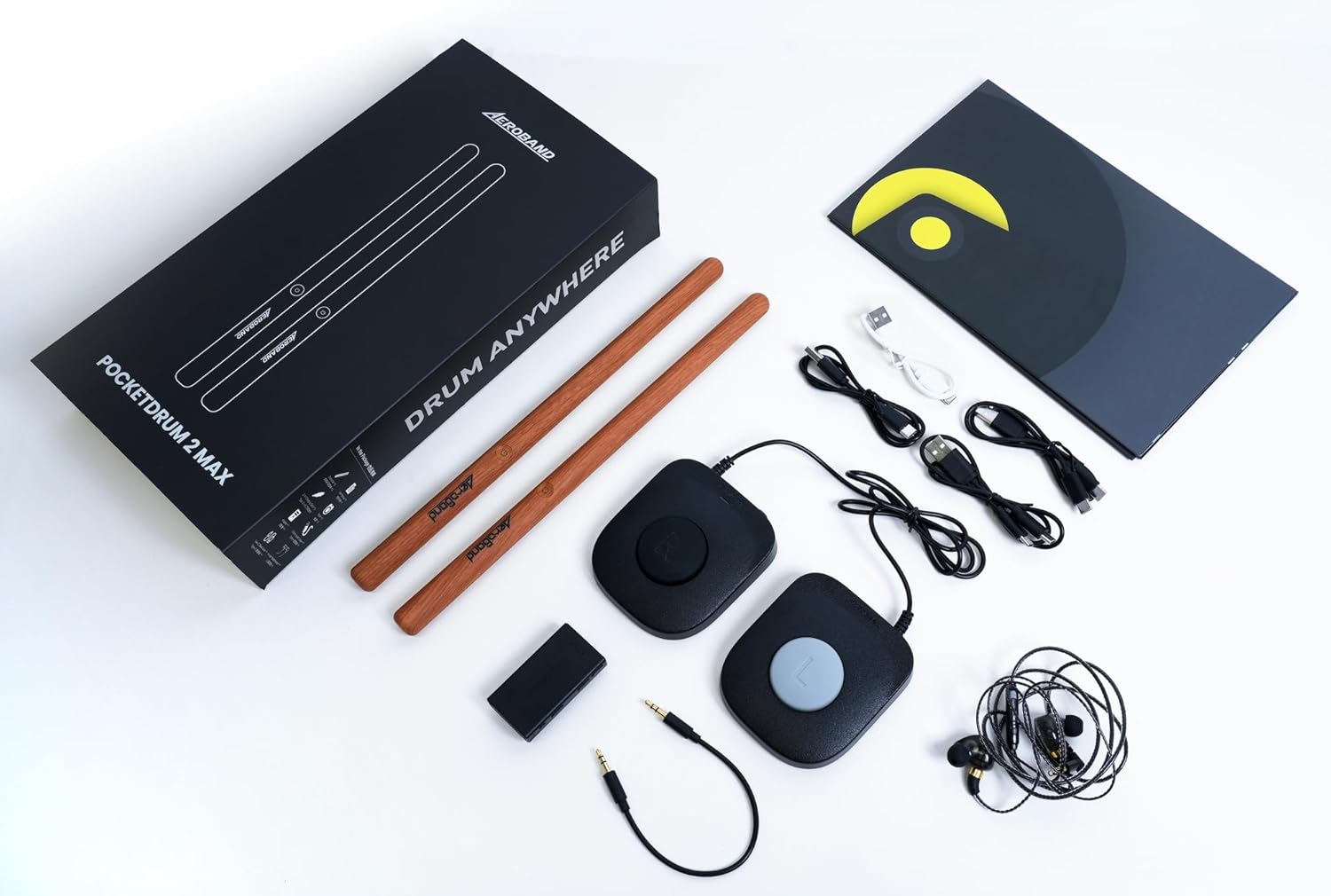 Aeroband PocketDrum 2 Max - Electric Drum Kit with Air Sticks, Bass Drum and Hihat Pedal