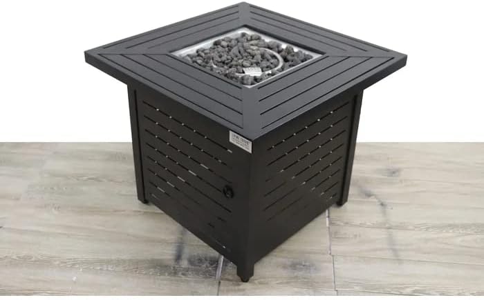25'' H x 30'' W Steel Outdoor Fire Pit Table with Lid