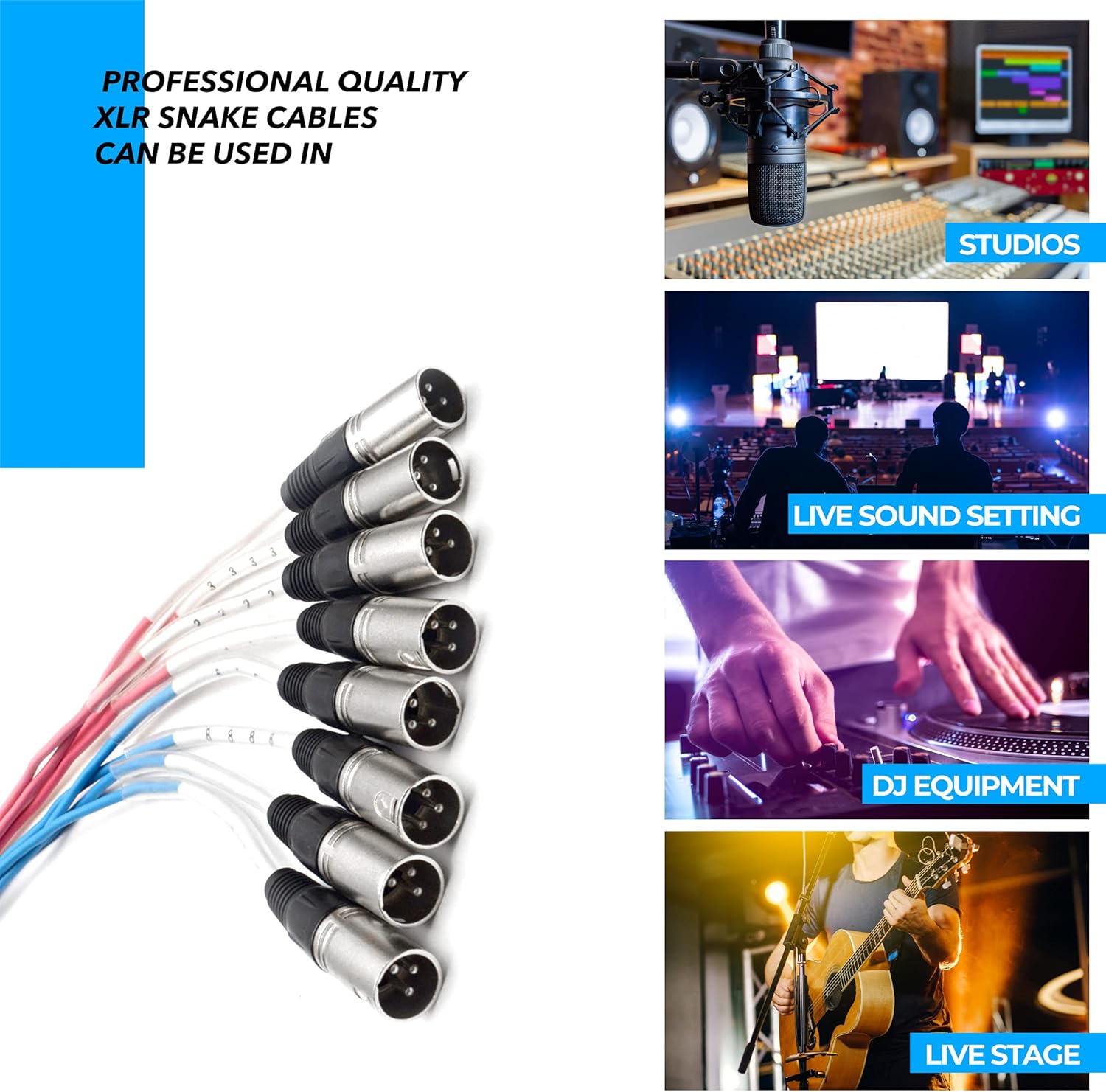 Seismic Audio - SARLX-8x25 - 8 Channel XLR Snake Cable - 25 Feet Long - Pro Audio Snake for Live Live, Recording, Studios, and Gigs - Patch, Amp, Mixer, Audio Interface 25'