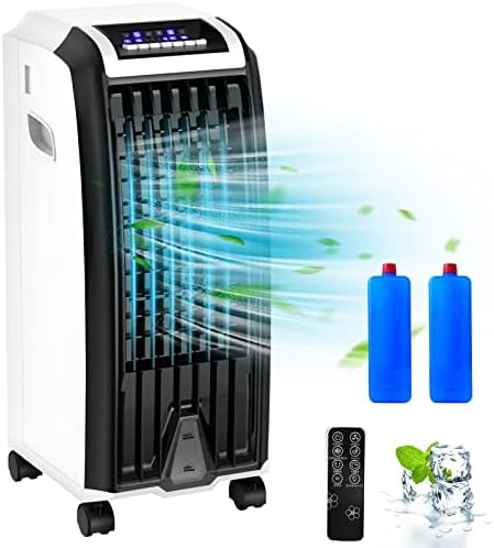 PETSITE Evaporative Air Cooler, 3-IN-1 Portable Air Cooler with Remote Control, 7.5-Hour Timer, 3 Modes, 3 Speeds, 2 Ice Packs, Swamp Cooler Air Conditioner for Bedroom, Home Office Dorms