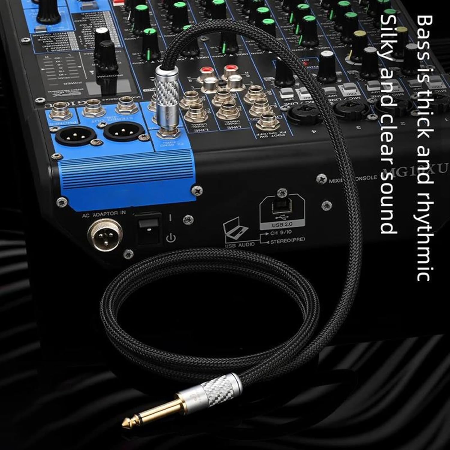 Pro Audio Cable 6.35mm Aux Guitar Cable Gold Plated Mono 6.35 TS Male to 6.35 TS Male Guitar Amplifier Cable(0.75m)