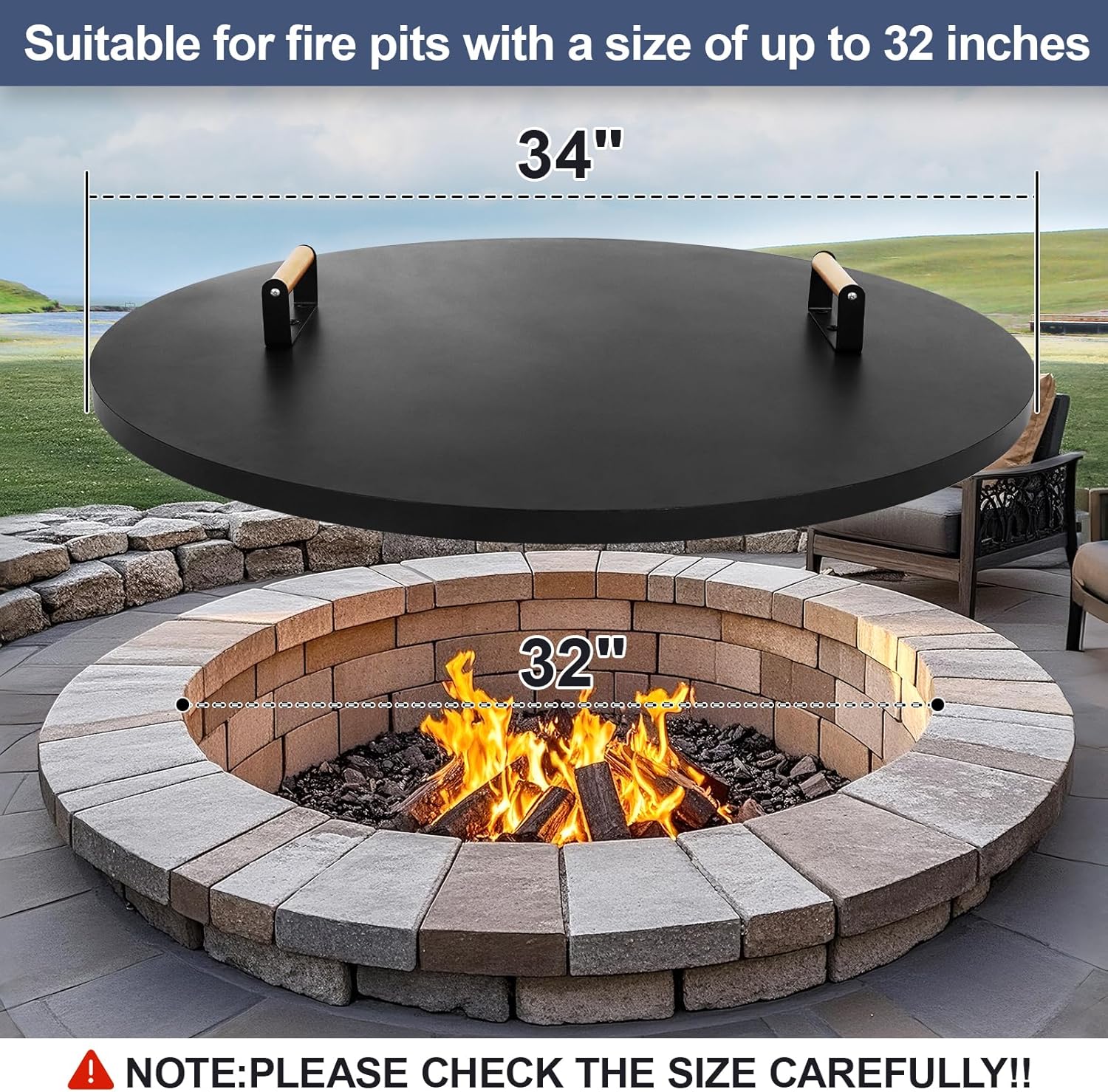 1MORE Fire Pit Lid Round 34