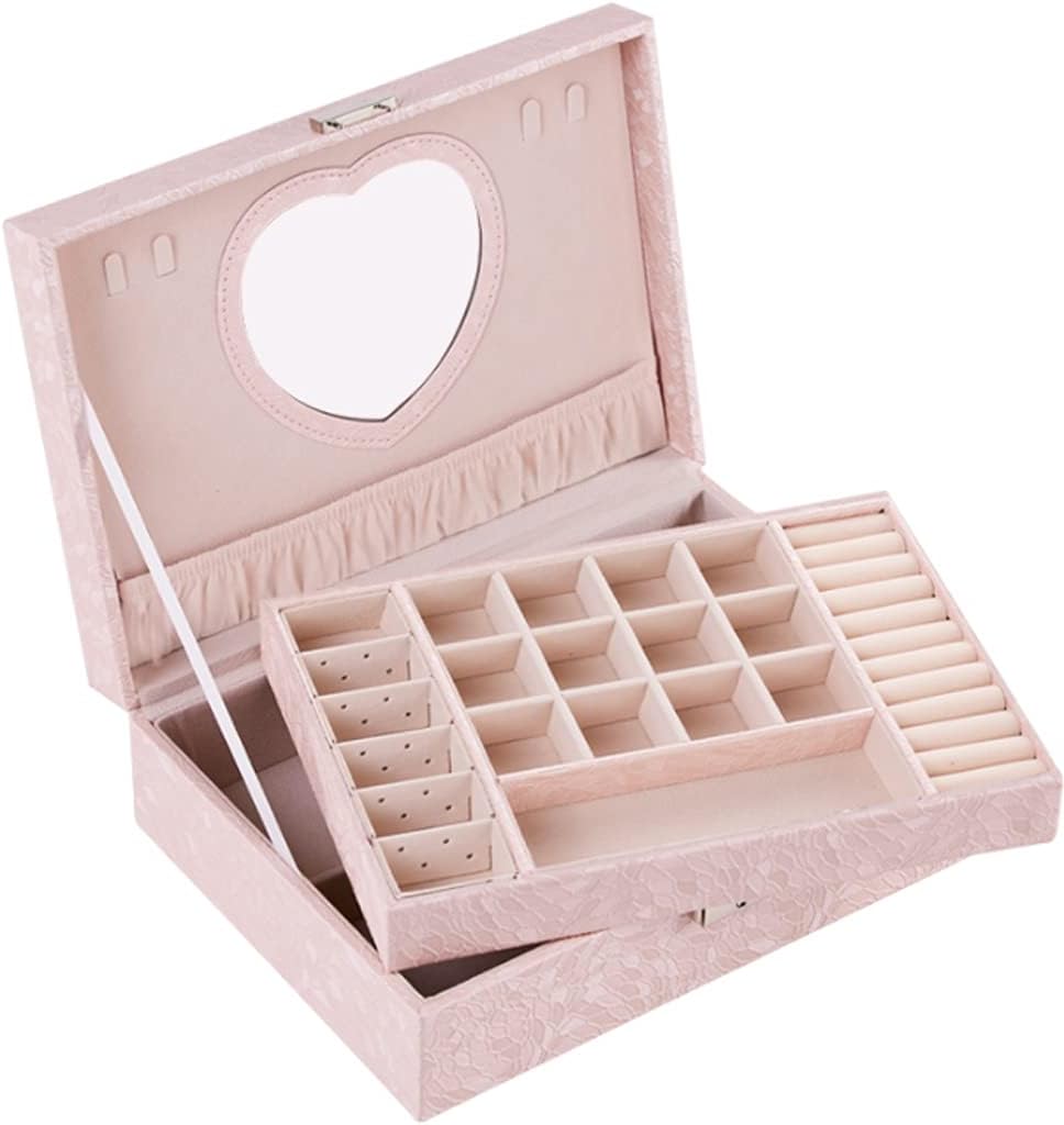Double Decker Jewelry Box Large Roomy Jewellery Box Leather Bracelet Storage Stud Earring Display Necklace Ring Case