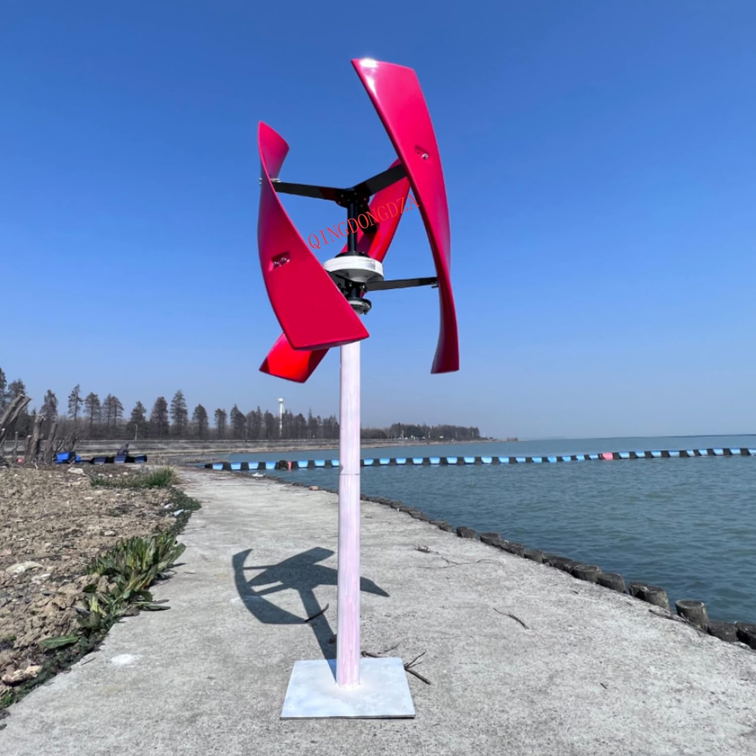 WANGYONGQI 10000W Vertical Axis Wind Turbine Generator with Charge Controller,12V/24V 48V High Efficiency 3 Blades Turbine Generator Kit for Home Farm Street Use (Red)