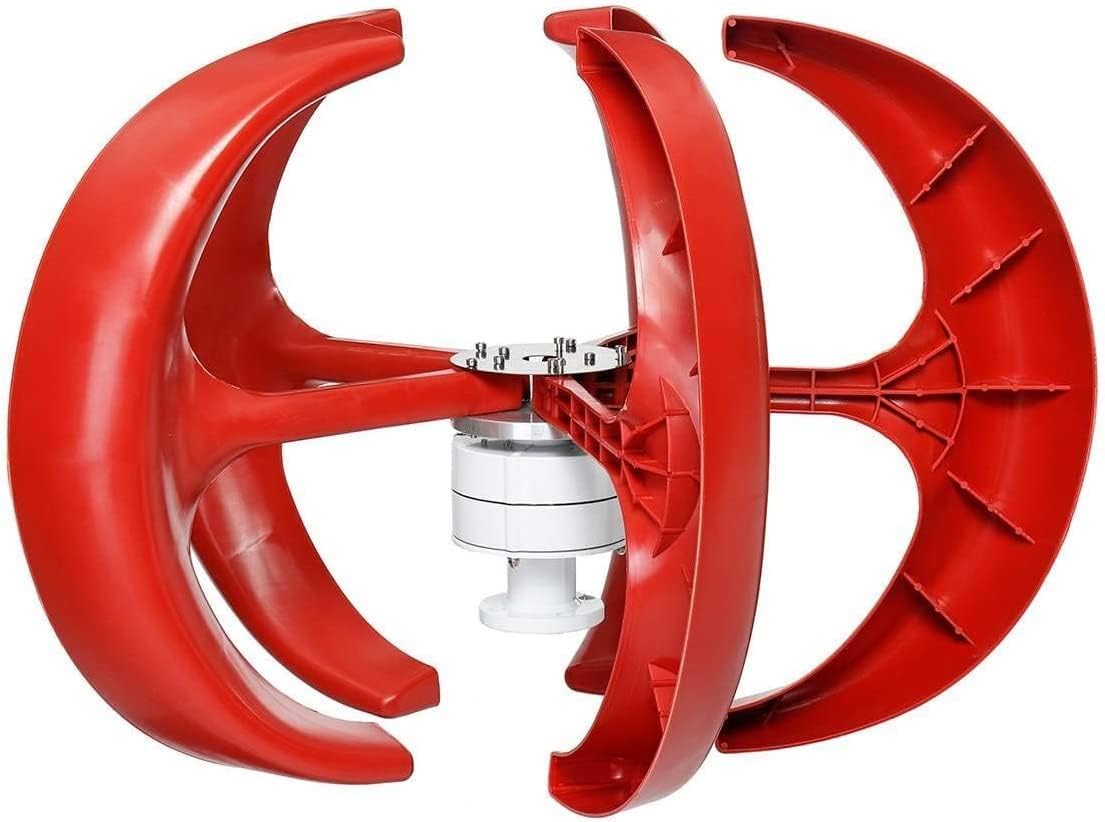 LiuSj JUnSt 12000W 12V 24V 48V Vertical Red Wind Turbines Generator Kit, 5 Blades with Controller Lantern Wind Turbines Generator Low Noise for Home Camping