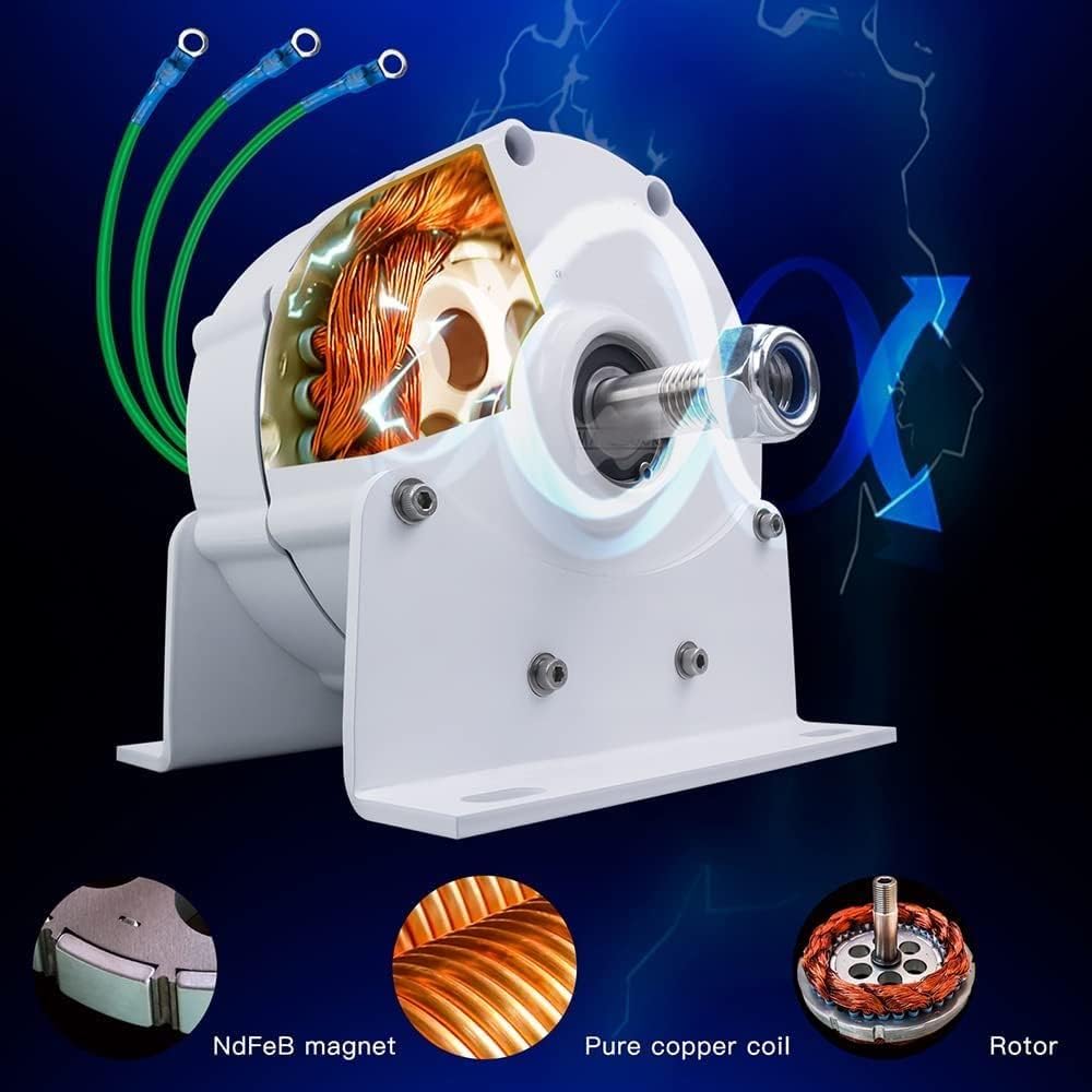 12000W Permanent Magnet Electric Motor Generator, Permanent Magnet Motor Start-Up 2M/S Rated 13M/S for Home Boat Wind Solar System