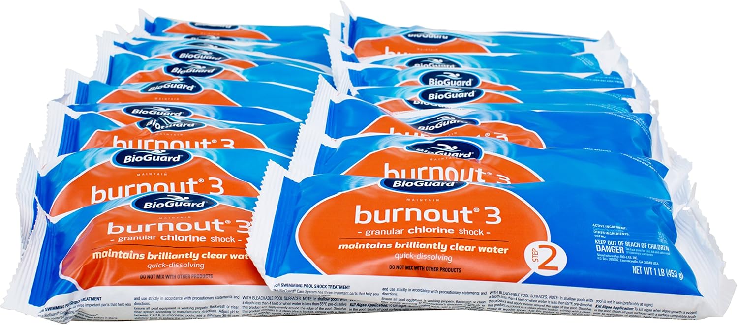 BioGuard Burnout 3, 1 lb, Pack of 24, Quick Dissolving, Maintains Brilliantly Clear Water, Effective for Proper Pool Maintenance
