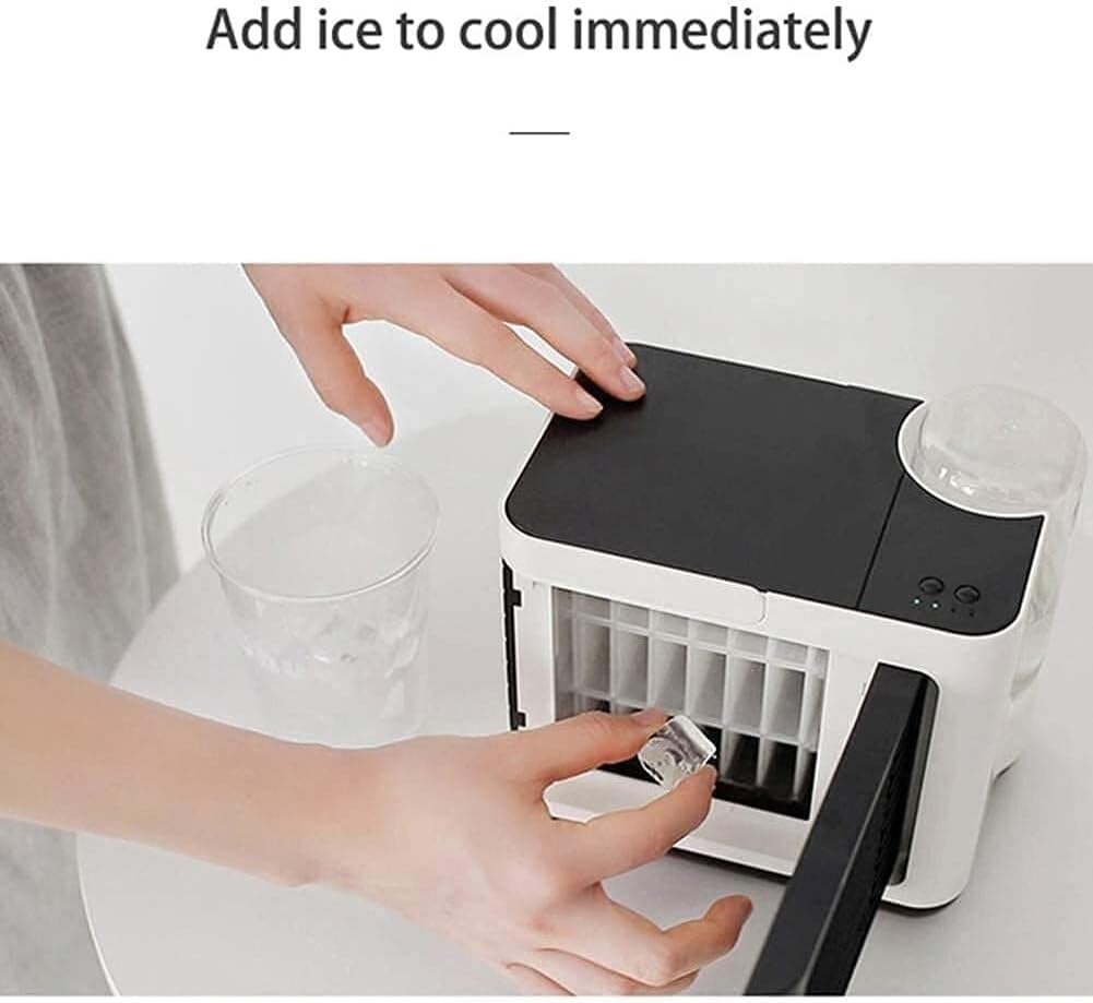 Portable Air Cooler for Home & Office, 3-in-1 Air Conditioner, Humidifier, Purifier, 3-Speed Desktop Cooling Fan with USB Charging, Quiet & Efficient
