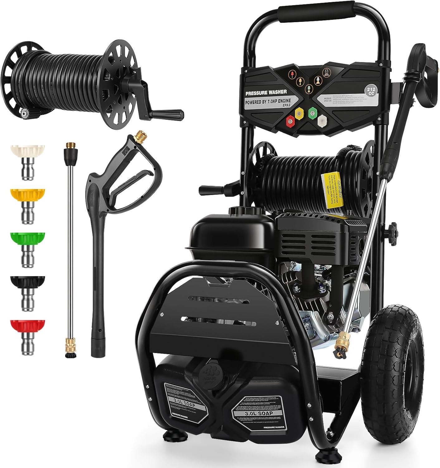 4200PSI Gas Pressure Washer 4.0GPM Gas Power Washer 212CC Gas Powered Washing Machine Commercial High Pressure Washer with 32ft Hose&5 Nozzles for Patio Garden Yard Vehicle,EPA/CARB/ETL