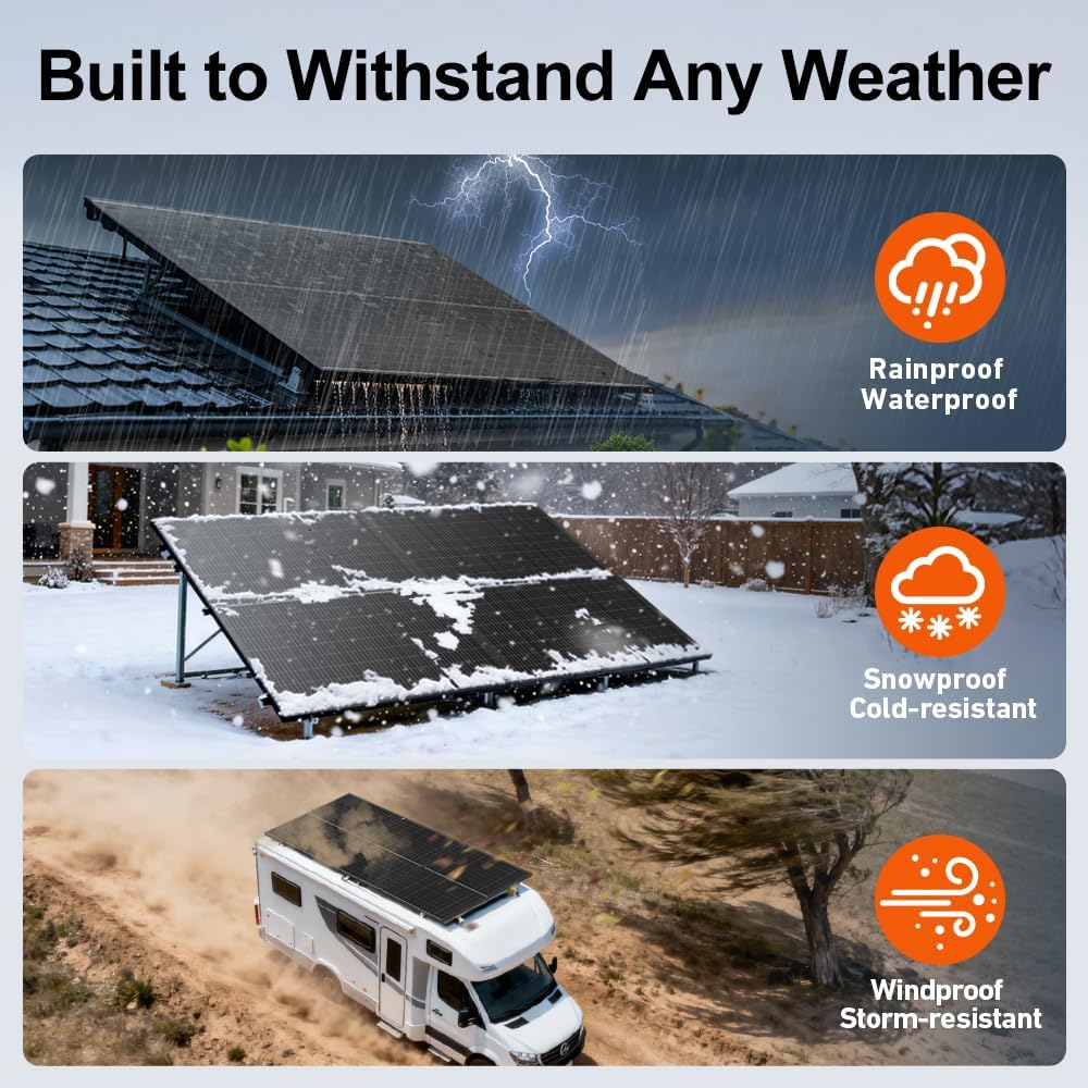 DOKIO 400W Monocrystalline Solar Panel with 31V Voltage, Designed for Charging 12/24V Devices - 3 m Cable, Ideal for Yard/Garden, Shed/Patio/Greenhouse Power, Off-Grid Battery Charging