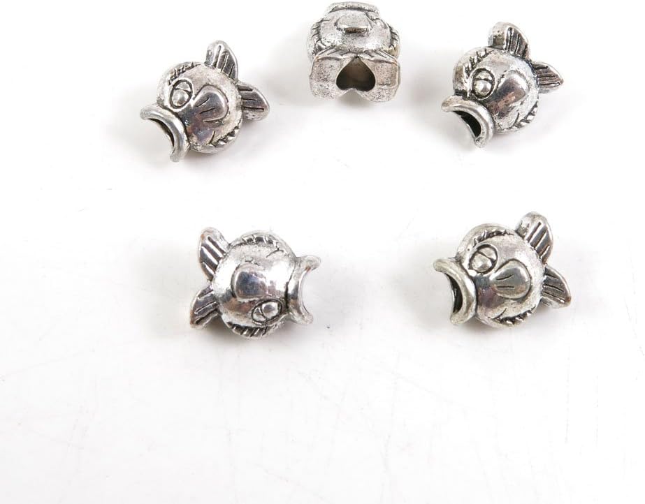 320 Pieces Antique Silver Tone Jewelry Making Charms Findings Fashion Wholesale Supplies Pendant Lots Bulk Supply O4ZM6X Fish Loose Beads