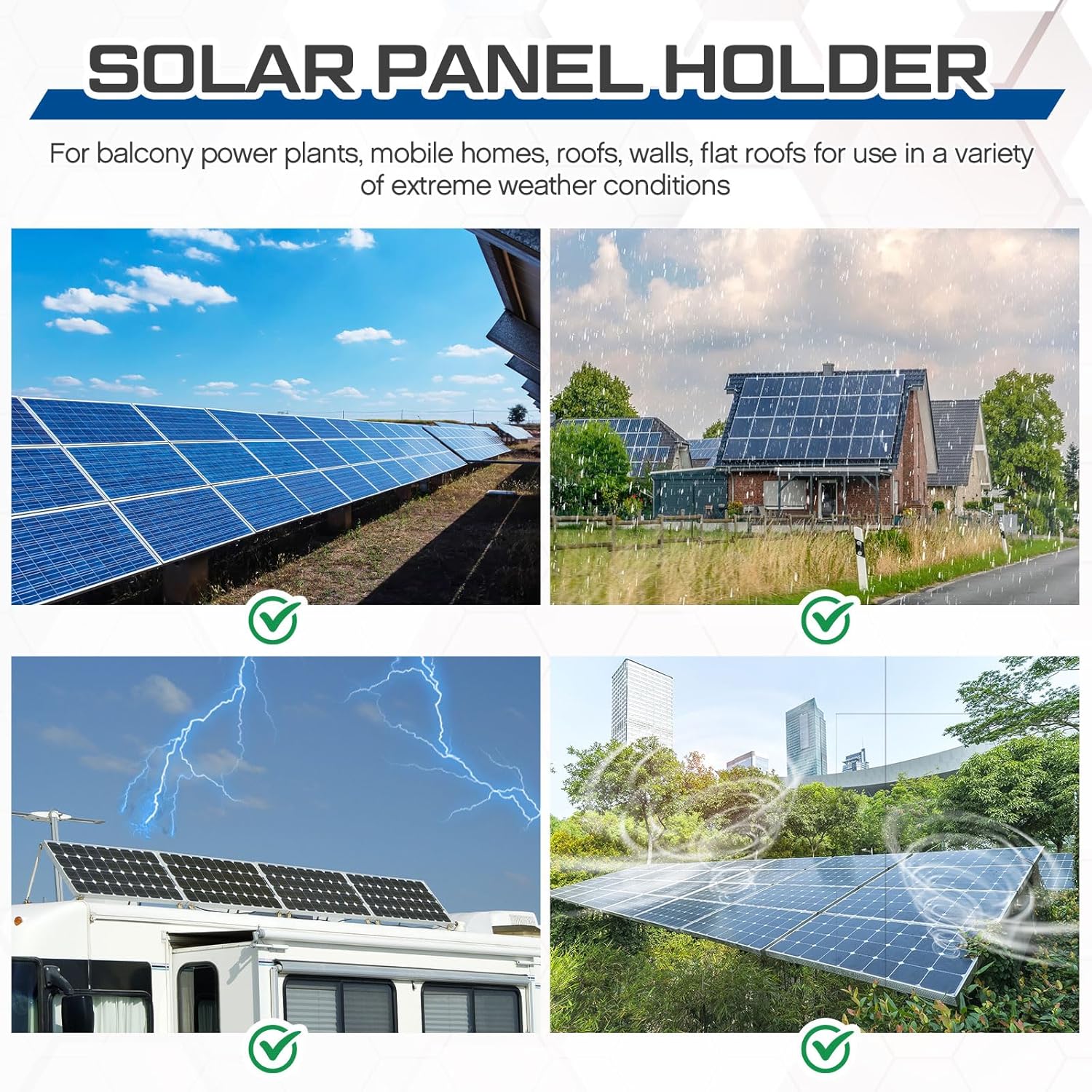 Moxweyeni 58 Inch Adjustable Solar Panel Mount Brackets with Foldable Tilt Legs, Rack Stand Mounting Support for 180-400w Solar Panels on Ground, Roof, RV, Boat, Off-Grid