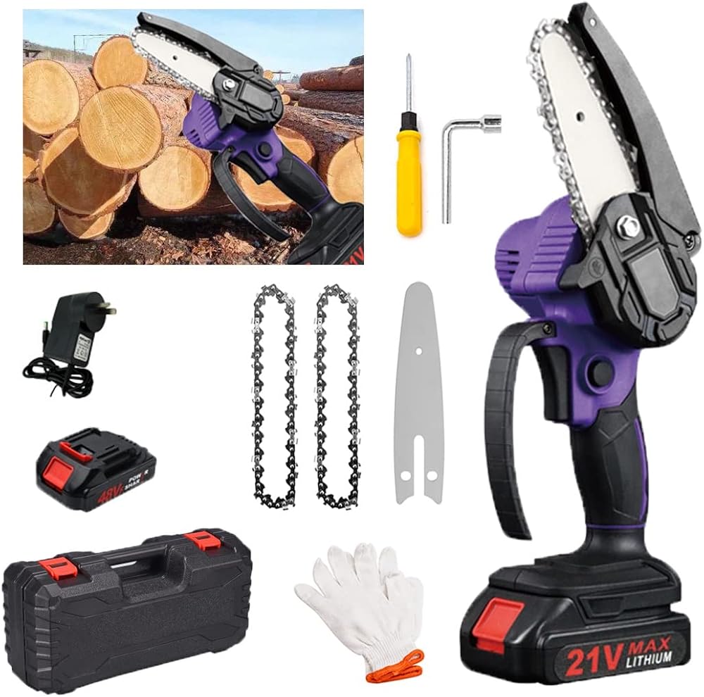 Mini Chainsaw,Cordless Chainsaw,4 Inch Cordless Battery Powered Chain Saw,Lightweight Handheld Chainsaw, Handheld Chainsaw,Handheld Small Chainsaw for Wood Cutting Tree Trimming