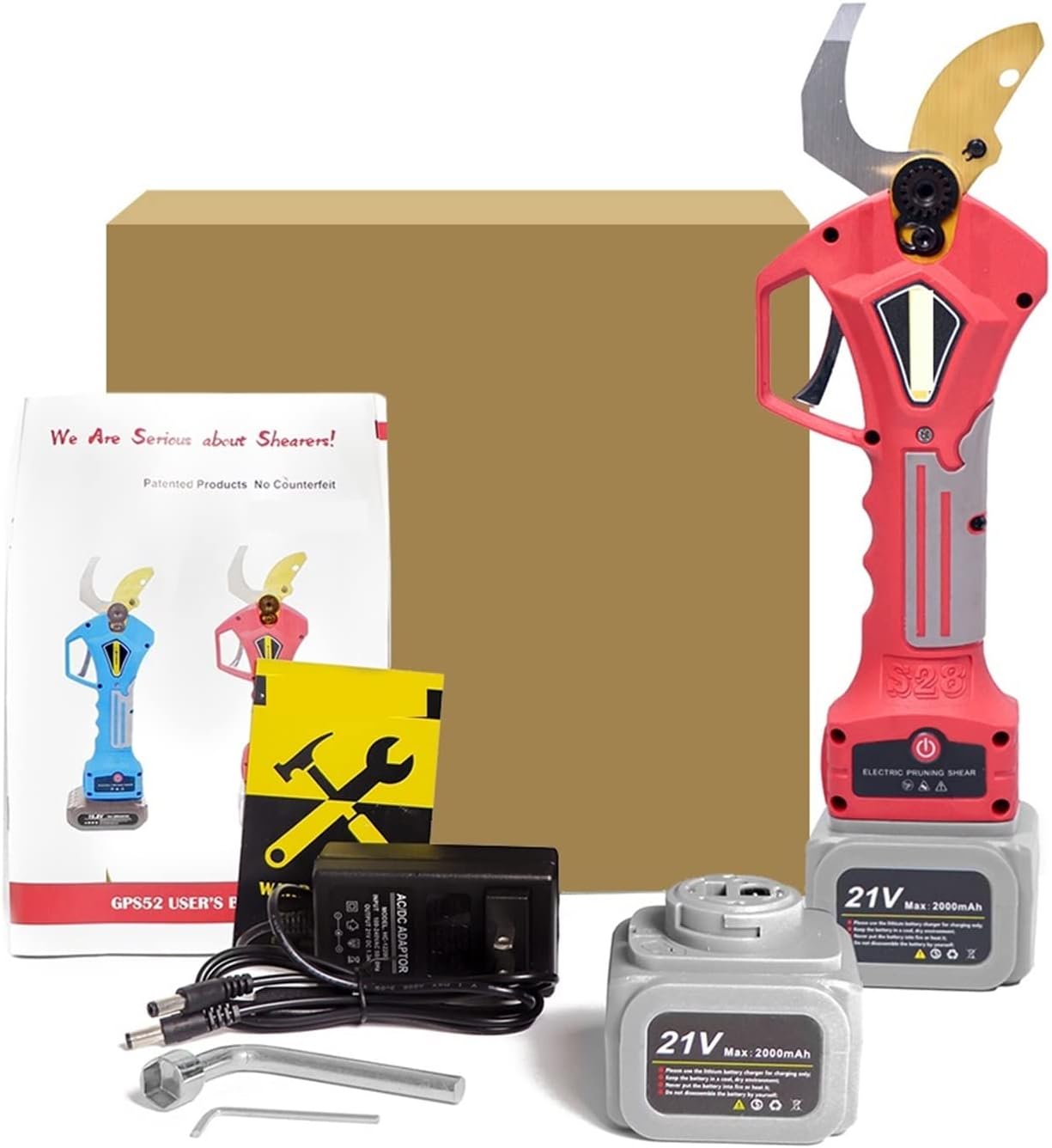 Electric Pruning Shears, 400W Cordless Electric Pruner Pruning Fruit Tree Bonsai Lithium Powered with 2 Batteries))